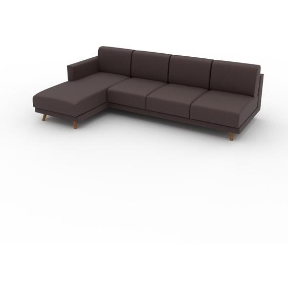 Canapé en cuir - Marron café Cuir Végan, lounge, esprit club ou cosy avec toucher chaleureux, 253x 75 x 162 cm, modulable
