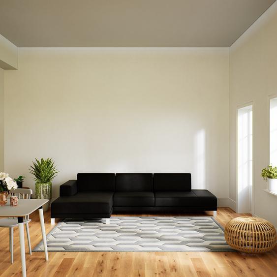 Canapé en cuir - Noir Cuir Aniline, lounge, esprit club ou cosy avec toucher chaleureux, 304x 75 x 162 cm, modulable