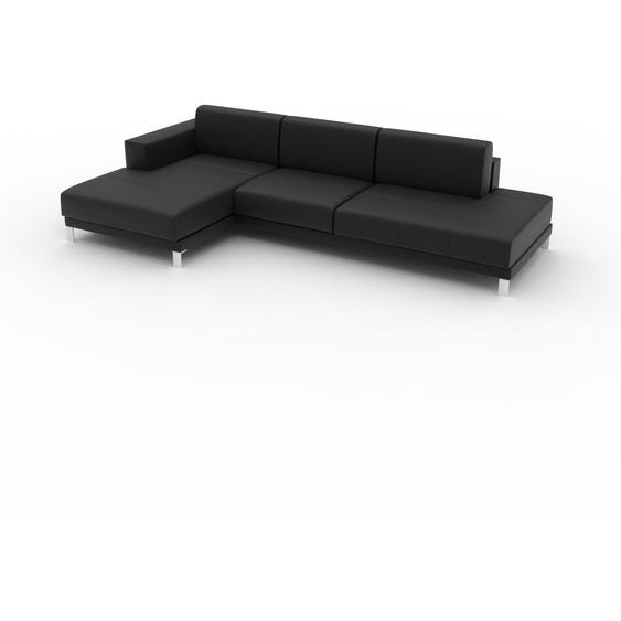 Canapé en cuir - Noir Cuir Aniline, lounge, esprit club ou cosy avec toucher chaleureux, 304x 75 x 162 cm, modulable
