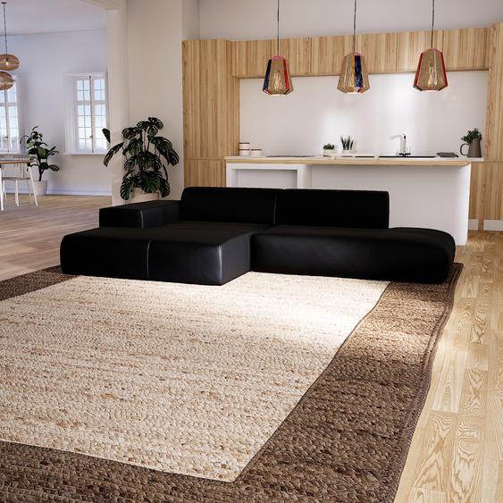 Canapé en cuir - Noir Cuir Aniline, lounge, esprit club ou cosy avec toucher chaleureux - 310 x 72 x 168 cm, modulable