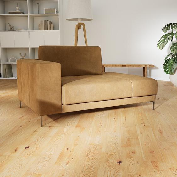 Canapé en cuir - Noix Cuir Nubuck, lounge, esprit club ou cosy avec toucher chaleureux, 144x 75 x 98 cm, modulable