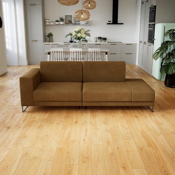 Canapé en cuir - Noix Cuir Nubuck, lounge, esprit club ou cosy avec toucher chaleureux, 224x 75 x 98 cm, modulable