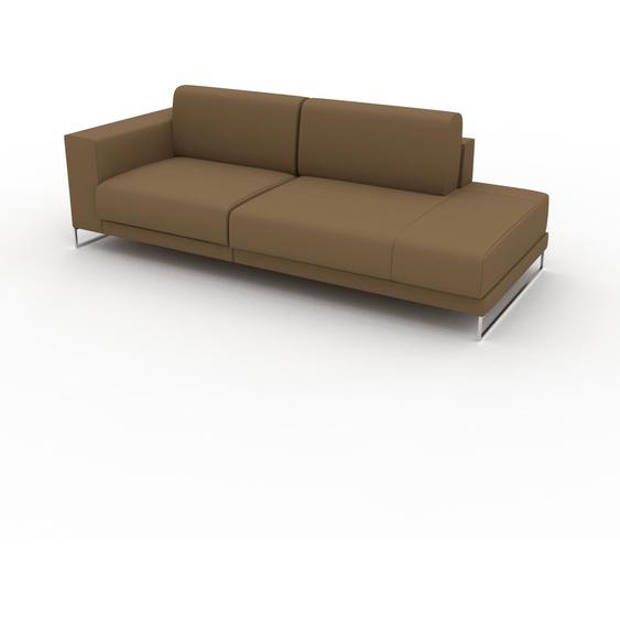 Canapé en cuir - Noix Cuir Nubuck, lounge, esprit club ou cosy avec toucher chaleureux, 224x 75 x 98 cm, modulable