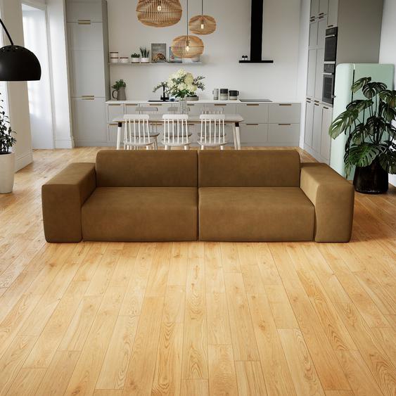 Canapé en cuir - Noix Cuir Nubuck, lounge, esprit club ou cosy avec toucher chaleureux - 266 x 72 x 107 cm, modulable