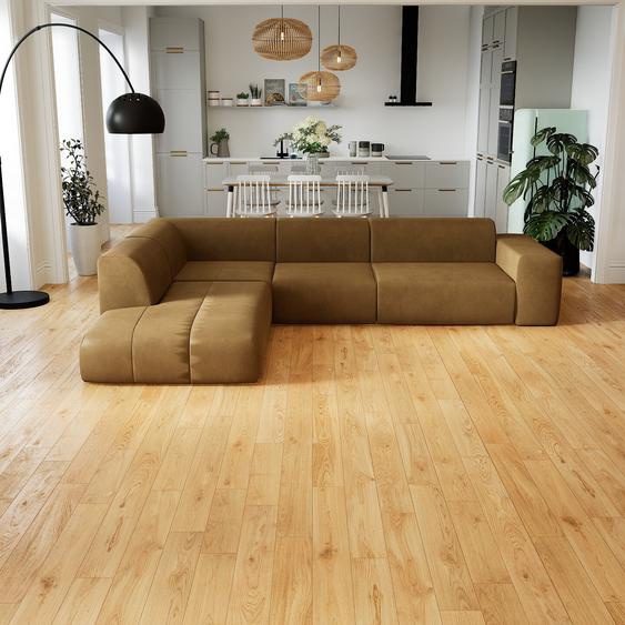 Canapé en cuir - Noix Cuir Nubuck, lounge, esprit club ou cosy avec toucher chaleureux - 314 x 72 x 241 cm, modulable