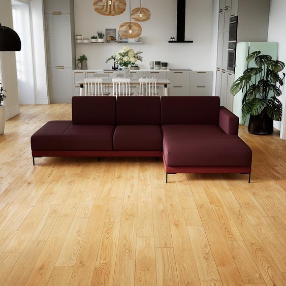 Canapé en cuir - Rouge bordeaux Cuir Pigmenté, lounge, esprit club ou cosy avec toucher chaleureux, 252x 75 x 162 cm, modulable