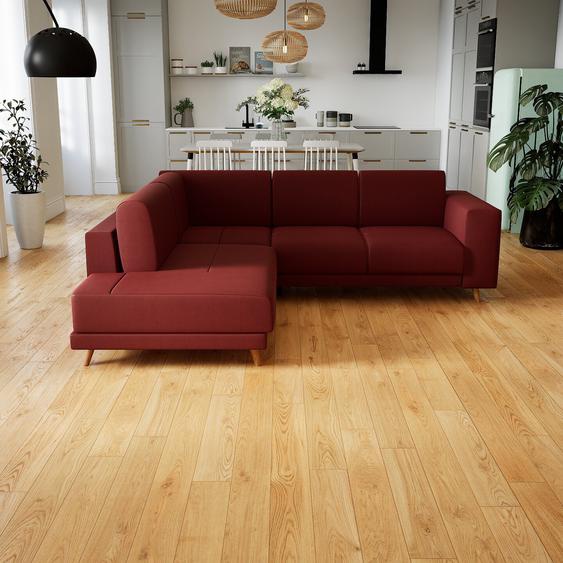 Canapé en cuir - Rouge pourpre Cuir Pigmenté, lounge, esprit club ou cosy avec toucher chaleureux, 238x 75 x 214 cm, modulable