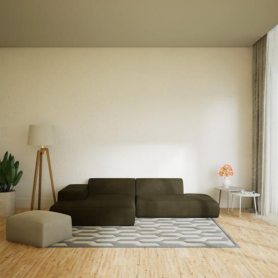 Canapé en cuir - Vert olive Cuir Nubuck, lounge, esprit club ou cosy avec toucher chaleureux - 310 x 72 x 168 cm, modulable