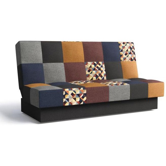 Canapé en lit Convertible avec Coffre de Rangement 3 Places clic clac Banquette BZ en Tissu CYPRUS PATCHWORK - Rouge + Jaune