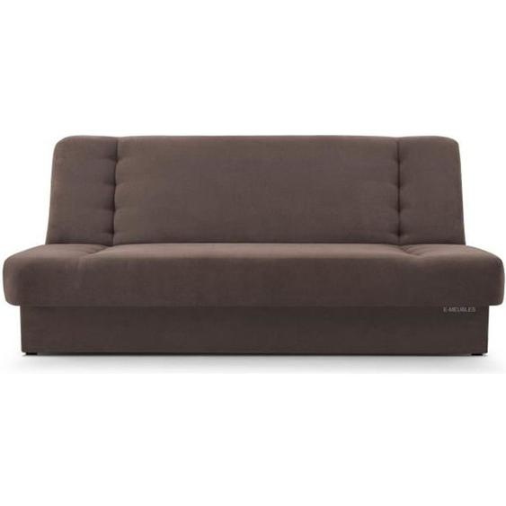 Canapé en lit Convertible avec Coffre de Rangement 3 Places Relax - clic clac, Banquette BZ en Tissu 190x120x90cm Cyprus Marron