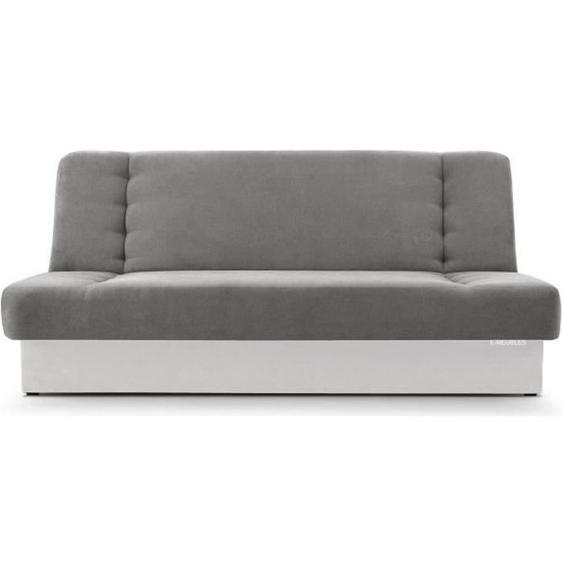 Canapé en lit Convertible avec Coffre de Rangement 3 Places Relax clic clac Banquette BZ en Tissu Cyprus Gris + Blanc simili cuir