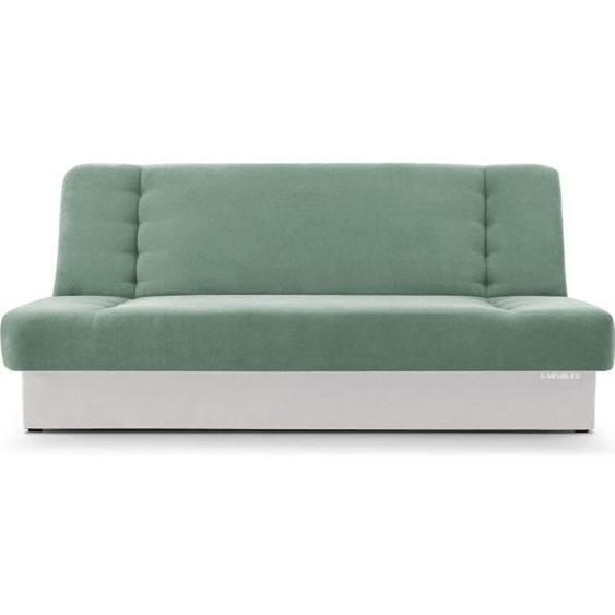 Canapé en lit Convertible avec Coffre de Rangement 3 Places Relax clic clac Banquette BZ en Tissu Cyprus Menthe-Blanc simili cuir