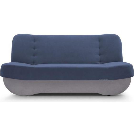 Canapé en lit Convertible avec Coffre de Rangement 3 Places Relax clic clac Banquette BZ en Tissu Pafos Bleu marine + Gris clair