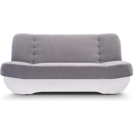 Canapé en lit Convertible avec Coffre de Rangement 3 Places Relax clic clac Banquette BZ en Tissu Pafos Gris + Blanc Simili Cuir