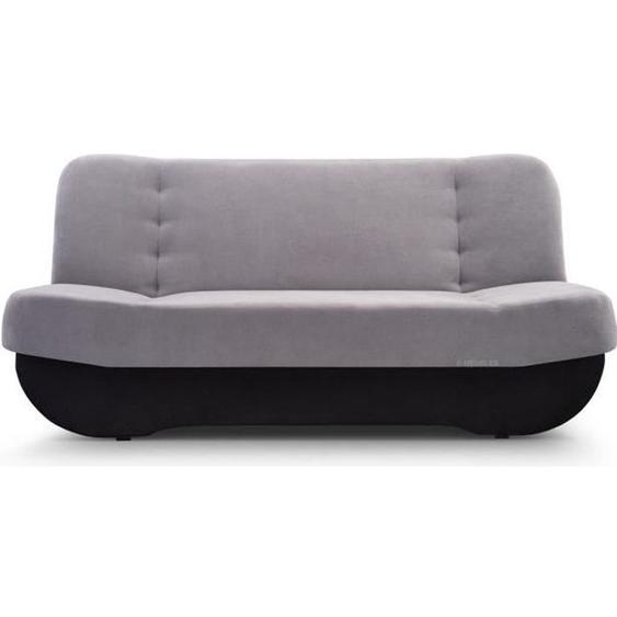 Canapé en lit Convertible avec Coffre de Rangement 3 Places Relax clic clac Banquette BZ en Tissu Pafos Gris + Noir Simili Cuir