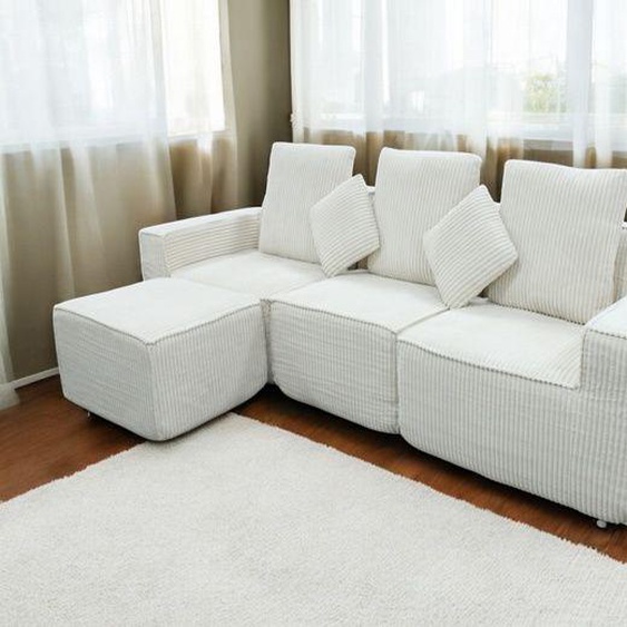 Canapé Innovant en Mousse Roulée – Modulable 4 places - Beige