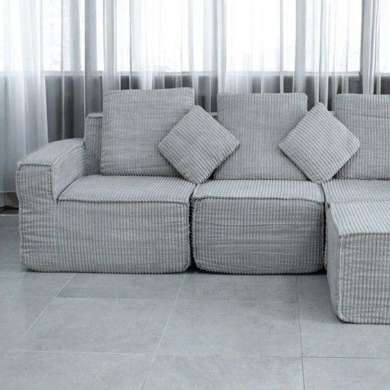 Canapé Innovant en Mousse Roulée – Modulable  4 places - Gris Claire
