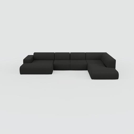 Canapé en U - Anthracite, design arrondi, canapé dangle panoramique, grand, bas et confortable - 241 x 72 x 391 cm, modulable
