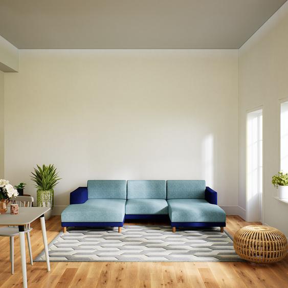 Canapé en U - Bleu Glacier, design épuré, canapé dangle panoramique, grand et tendance, avec pieds - 276 x 75 x 162 cm, modulable