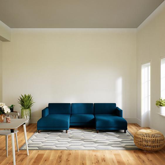 Canapé en U - Bleu Océan, design épuré, canapé dangle panoramique, grand et tendance, avec pieds - 265 x 75 x 162 cm, modulable