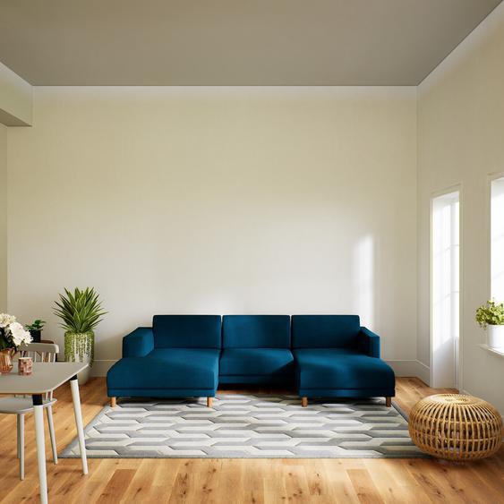 Canapé en U - Bleu Océan, design épuré, canapé dangle panoramique, grand et tendance, avec pieds - 276 x 75 x 162 cm, modulable