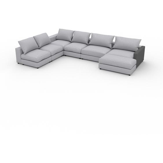 Canapé en U - Gris Clair, design arrondi, canapé dangle panoramique, grand, bas et confortable - 396 x 56 x 258 cm, modulable