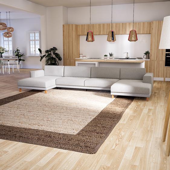 Canapé en U - Gris Clair, design épuré, canapé dangle panoramique, grand et tendance, avec pieds - 408 x 75 x 162 cm, modulable