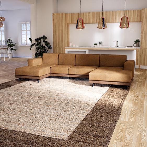 Canapé en U - Noix, design épuré, canapé dangle panoramique, grand et tendance, avec pieds - 328 x 75 x 162 cm, modulable