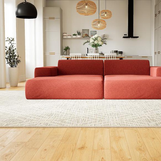 Canapé en U - Orange Sanguine, design arrondi, canapé dangle panoramique, grand, bas et confortable - 270 x 72 x 168 cm, modulable