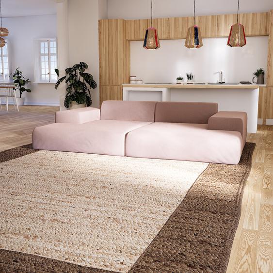 Canapé en U - Rose Poudré, design arrondi, canapé dangle panoramique, grand, bas et confortable - 298 x 72 x 168 cm, modulable