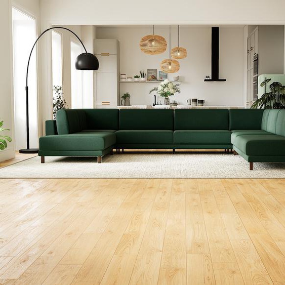 Canapé en U - Vert Sapin, design épuré, canapé dangle panoramique, grand et tendance, avec pieds - 388 x 75 x 294 cm, modulable