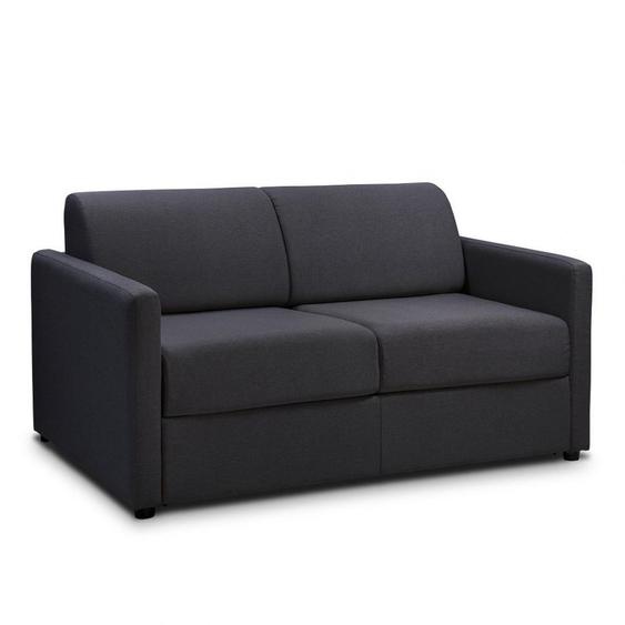 Canapé Express MURANO sommier métal 140cm matelas 16cm tissu tweed twist gris anthracite