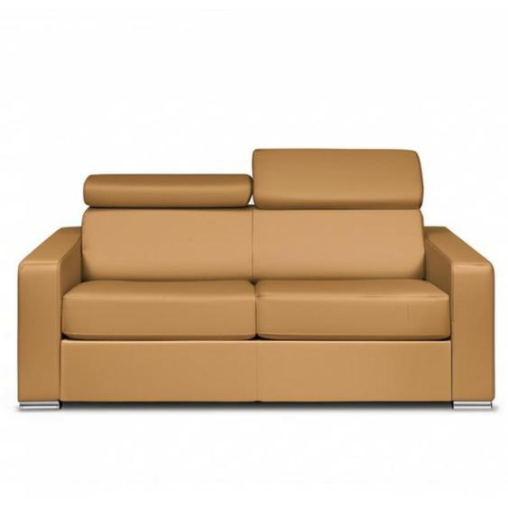 Canapé EXPRESS SIDNEY DELUXE 120 cm métal polyuréthane caramel matelas 22 cm