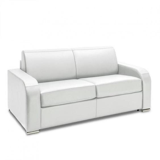 Canapé fixe 2 places SOFIA 175 cm cuir devon blanc