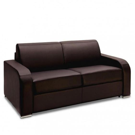Canapé fixe 2 places SOFIA 175 cm cuir devon marron