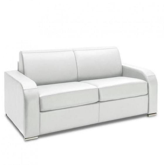 Canapé fixe 3 places maxi SOFIA 215 cm cuir devon blanc