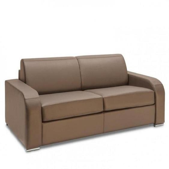 Canapé fixe 3 places maxi SOFIA 215 cm cuir devon taupe