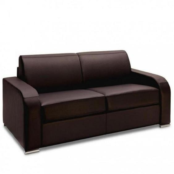 Canapé fixe 3 places SOFIA 195 cm cuir devon marron