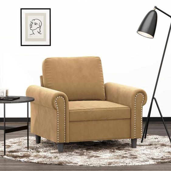 Canapé Fixe - Design Classique - Fauteuil Marron 60cm Velours 894865