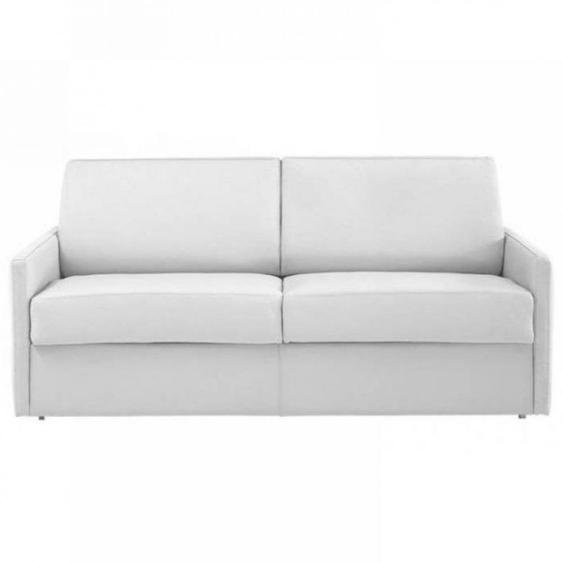 Canapé fixe SUN 2 places 158 cm accoudoirs fins cuir regent blanc cassé