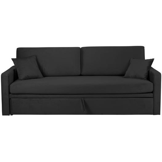Canapé gigogne 140 x 200 cm en tissu effet velours noir Ripozzini