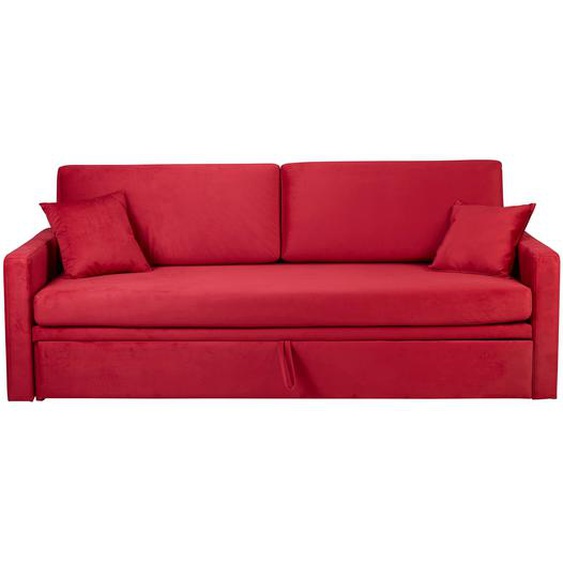 Canapé gigogne 140 x 200 cm en tissu effet velours rouge Ripozzini