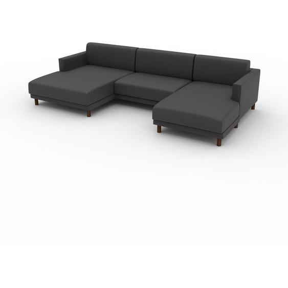 Canapé - Gris ardoise, modèle épuré, canapé pour salon, en tissu avec pieds personnalisables - 304 x 75 x 162 cm, modulable