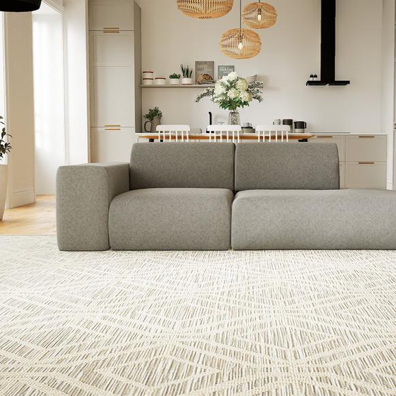 Canapé - Gris Gravier, forme arrondie, canapé bas et profond pour salon, en tissu sans pieds - 243 x 72 x 107 cm, modulable