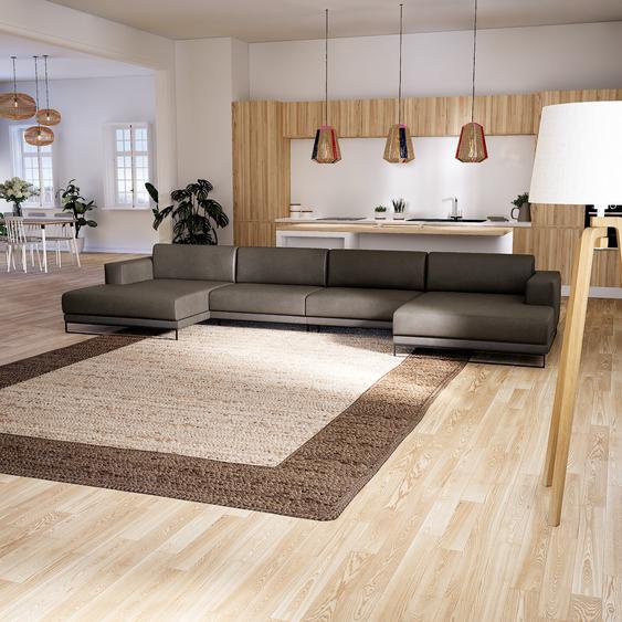 Canapé - Gris gravier, modèle épuré, canapé pour salon, en tissu avec pieds personnalisables - 448 x 75 x 162 cm, modulable