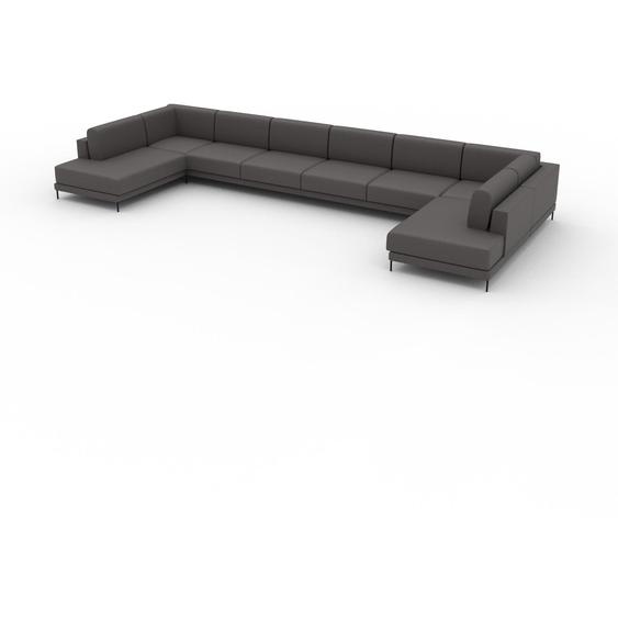 Canapé - Gris gravier, modèle épuré, canapé pour salon, en tissu avec pieds personnalisables - 508 x 75 x 214 cm, modulable