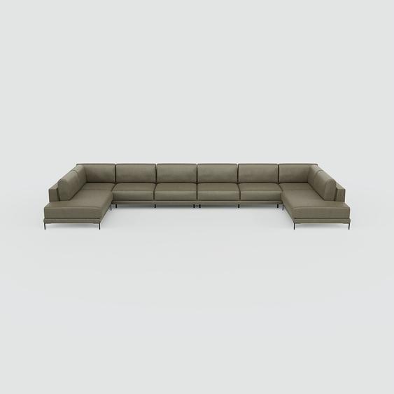 Canapé - Gris gravier, modèle épuré, canapé pour salon, en tissu avec pieds personnalisables - 508 x 75 x 214 cm, modulable