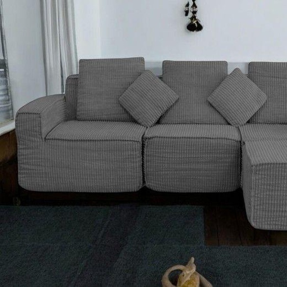 Canapé Innovant en Mousse Roulée – Modulable  4 places - Gris Fonce