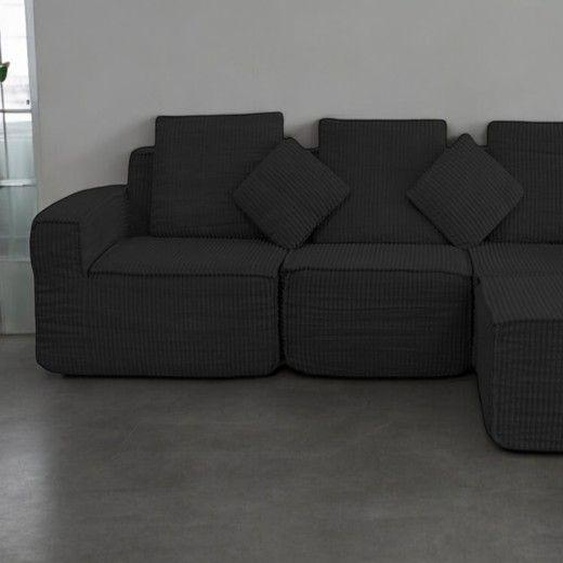 Canapé Innovant en Mousse Roulée – Modulable & Convertible 4 places - Noir
