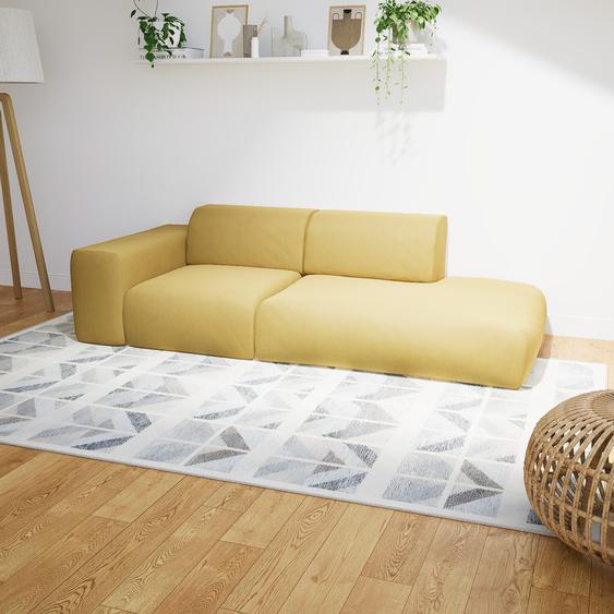Canapé - Jaune Moutarde, forme arrondie, canapé bas et profond pour salon, en tissu sans pieds - 243 x 72 x 107 cm, modulable